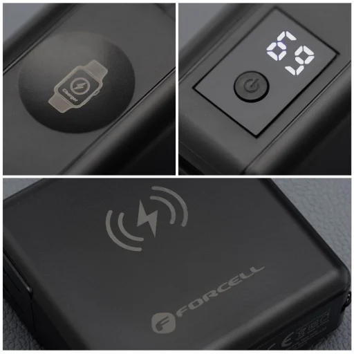 FORCELL F-ENERGY multifunkciós töltő 45W 6 az 1-ben USB A és USB C csatlakozókkal, 15000mAh powerbankkal és 15W vezeték nélküli töltéssel - 6
