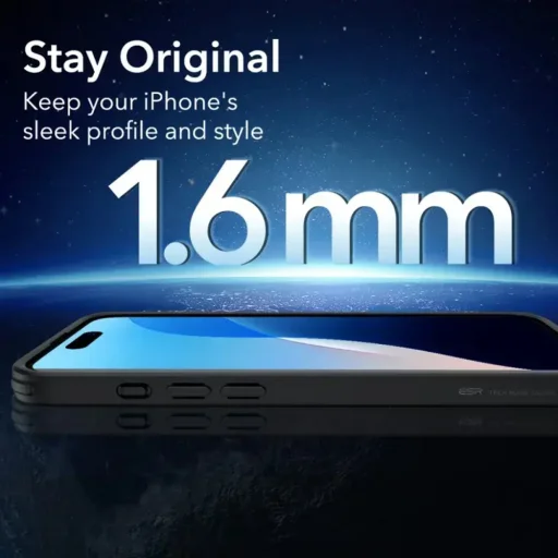  iPhone 16 Pro Átlátszó Fekete ESR Klasszikus Hibrid HaloLock tok - 4