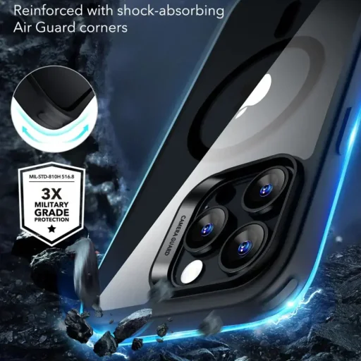  iPhone 16 Pro Átlátszó Fekete ESR Klasszikus Hibrid HaloLock tok - 6