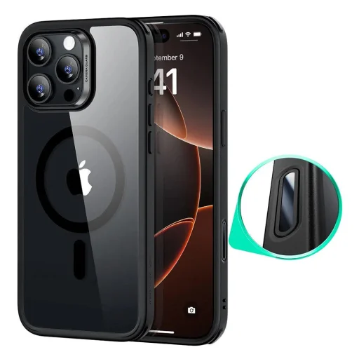  iPhone 16 Pro Átlátszó Fekete ESR Klasszikus Hibrid HaloLock tok - 1