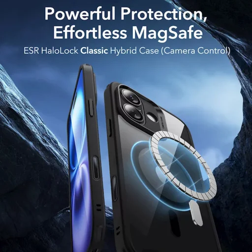  iPhone 16 Átlátszó Fekete ESR Klasszikus Hibrid HaloLock tok - 4