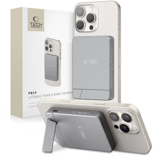 Tech-protect Pb14 Lifemag Magsafe Power Bank 5000mAh Űrszürke - 1