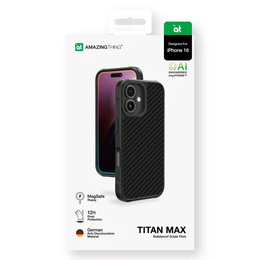 AmazingThing Titan Max tok 1500D aramid szálakkal iPhone 16-hoz - Fekete - 5