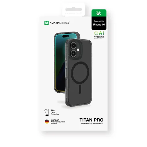 AmazingThing Titan Pro Mag tok mágneses gyűrűvel iPhone 16-hoz - Fekete tok - 5