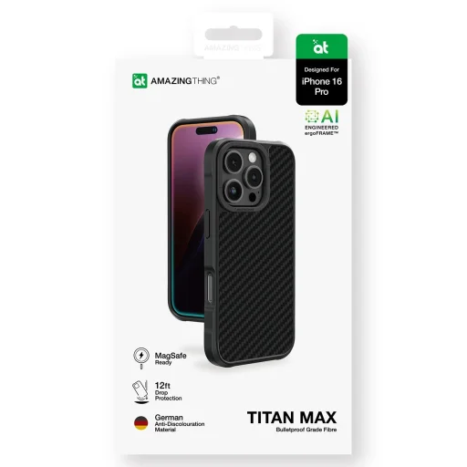 AmazingThing Titan Max 1500D Aramid Szálas tok iPhone 16 Pro-hoz - Fekete tok - 6