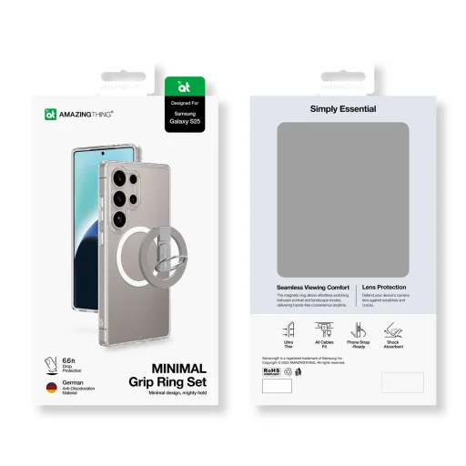 AmazingThing Minimal Mag Tok mágneses gyűrűvel Samsung Galaxy S25 - Átlátszó - 6