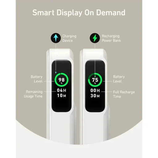 Anker - Power Bank MagGo (A1654G21) - iPhone-hoz, Digitális Kijelző, Vezeték nélküli Töltés, Kitámasztó, 10000mAh, 15W - Fehér - 6