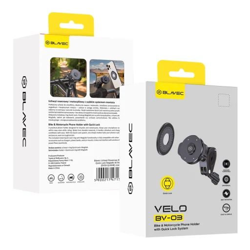 Blavec BV-03 Velo Quick Lock Magsafe telefontartó bicikli/motor kormányra (BV03-QLMHB) fekete - 14