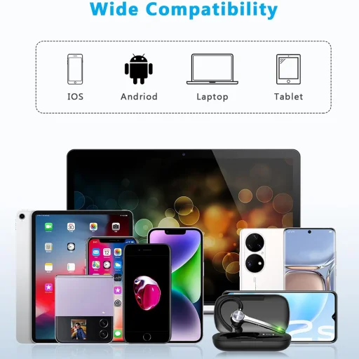  Techsuit - Bluetooth fejhallgató (CB3) - Kihangosító, ENC, LED digitális kijelző, Bluetooth 5.1, 500mAh, 72 órás beszélgetési idő - Fekete - 7