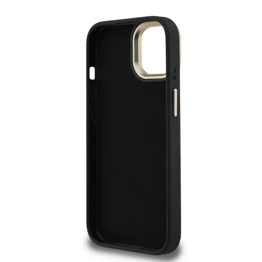 Guess PU 4G Fém Logós Állványos Kamera Keretes tok iPhone 15-höz Fekete tok - 6