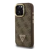  iPhone 16 Pro Max Barna Guess PU 4G Strass Triangle Logo Állványos Kamera Keretes MagSafe tok - 2