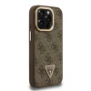 Guess PU 4G Strass Triangle Logo Stand Camera Frame MagSafe iPhone 15 Pro tok Barna thumbnail