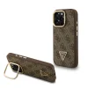  iPhone 16 Pro Max Barna Guess PU 4G Strass Triangle Logo Állványos Kamera Keretes MagSafe tok - 1