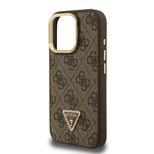 Guess PU 4G Strass Triangle Logo Stand Camera Frame MagSafe iPhone 15 Pro tok Barna - 5