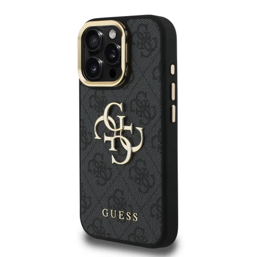Guess PU 4G Metal Logo Stand Camera Frame fliptok iPhone 15 Pro fekete tok - 2