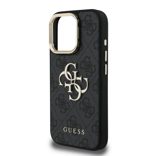 Guess PU 4G Metal Logo Stand Camera Frame fliptok iPhone 15 Pro fekete tok - 5