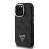 iPhone 16 Pro Fekete Guess PU 4G Strass Triangle Logo Állvány Kamera Keret MagSafe tok - 2