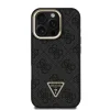  iPhone 16 Pro Fekete Guess PU 4G Strass Triangle Logo Állvány Kamera Keret MagSafe tok - 3