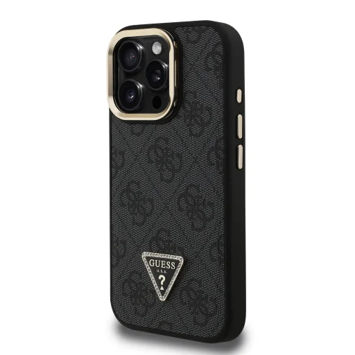 Guess PU 4G Strass Triangle Logo Stand Camera Frame MagSafe iPhone 15 Pro tok - 2