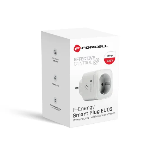 FORCELL F-ENERGY EU02 Okos Dugalj 230V WiFi-vel, programozóval és Tuya/Amazon Alexa támogatással - fehér - 2