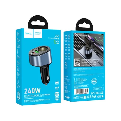 HOCO autós töltő USB A + Type C + szivargyújtó PD QC3.0 3A 35W Z56 fekete - 9