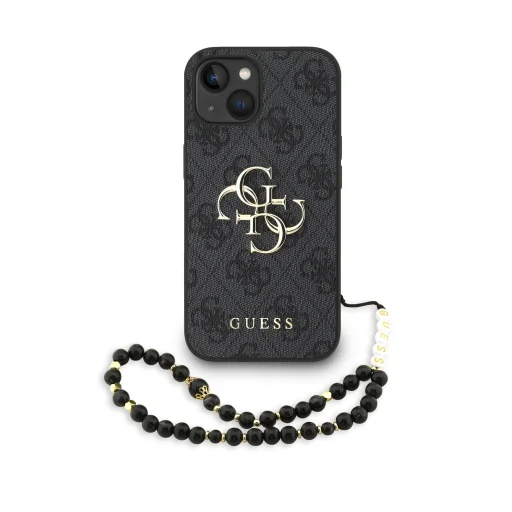 Guess PU 4G Metal Logo Pántos Tok iPhone 15-höz Fekete tok - 1