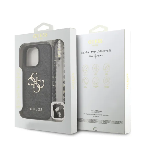  iPhone 16 Pro Max Fekete Guess PU 4G Fém Logó Pántos Tok - 7