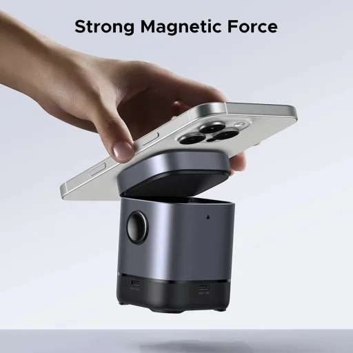 Ugreen - Vezeték nélküli töltő 2 az 1-ben W709 (45775) - Intelligens kijelző, MagSafe, iPhone-hoz, AirPods-hoz, USB-C, Vicces emoji, 25W - Fekete - 4