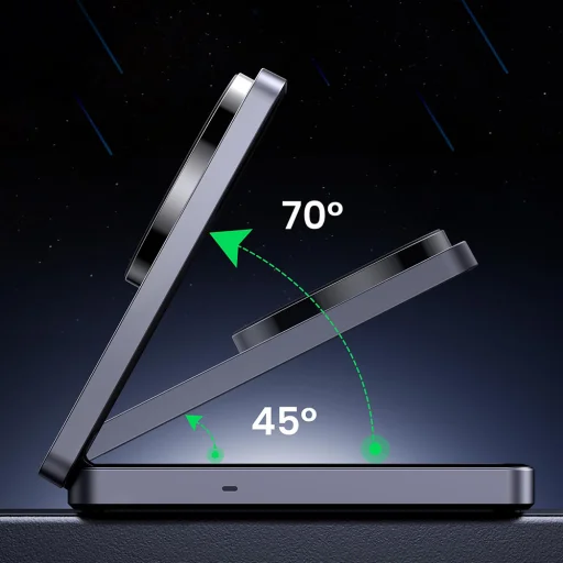  Ugreen - Vezeték nélküli töltő 2 az 1-ben W528 (45056) - MagSafe, iPhone-hoz, AirPods-hoz, Összecsukható, 20W, 3A - Fekete - 3