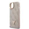 iPhone 13 Pink Guess PU 4G Strass Triangle Logo Állvány Kamerakeret Fliptok - 5