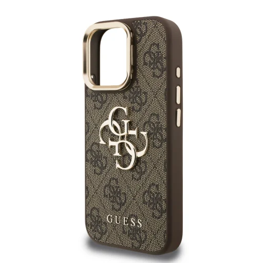 Guess PU 4G Metal Logo álló fliptok iPhone 15 Pro Barna tok - 5