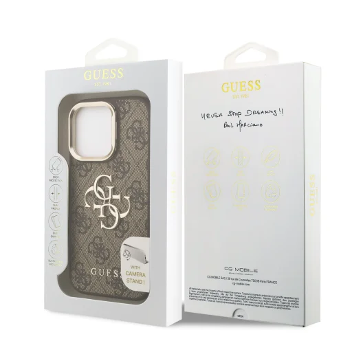 Guess PU 4G Metal Logo álló fliptok iPhone 15 Pro Barna tok - 7
