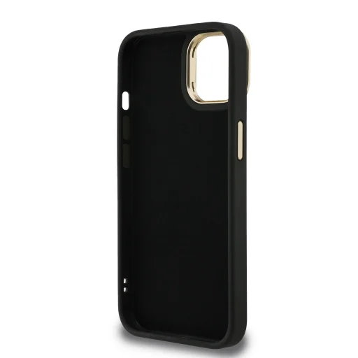  iPhone 14 Fekete Guess PU 4G Fém Logós Álló Keretes tok - 6