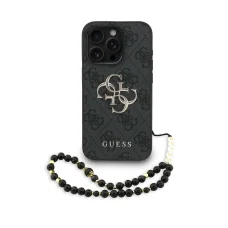 Guess PU 4G Metal Logo Strap tok iPhone 15 Pro Max Fekete