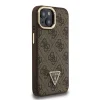 Guess PU 4G Strass Triangle Logo Stand Camera Frame MagSafe iPhone 15 tok, Barna - 4