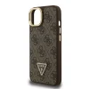 Guess PU 4G Strass Triangle Logo Stand Camera Frame MagSafe iPhone 15 tok, Barna - 5
