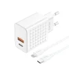 FONENG hálózati töltő EU42 GaN PD 20W 1xUSB-C + 1xUSB QC3.0 + kábel USB-C - Lightning Fehér thumbnail