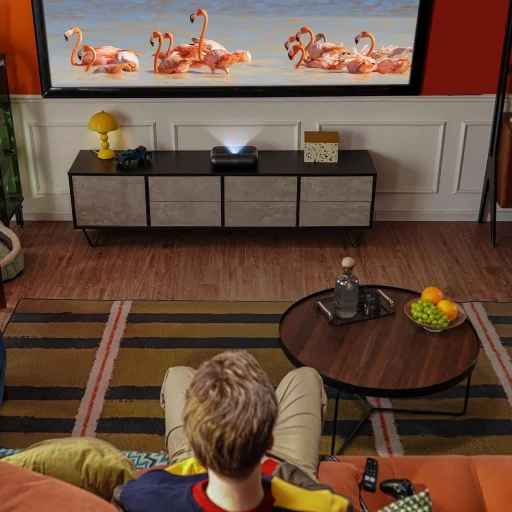 Yaber K300s Multimédiás Lézer RGB FullHD 1080p Projektor JBL Hangszórókkal - Fekete - 19