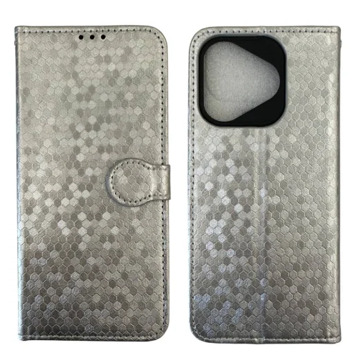  Honor 400 Lite ezüst irizáló fliptok bankkártya tartóval, csuklópánttal - 1