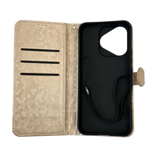  Honor 400 Lite Világos Arany Irizáló Tok Bankkártya Tartóval, Csuklópánttal, Fliptok - 2