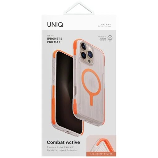 Uniq Combat Active Magclick Töltős tok iPhone 16 Pro Max-hoz - Narancs tok - 5