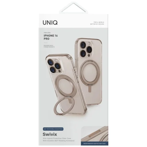 Uniq Swivix 360 Forgatható Kitámasztós iPhone 16 tok - Arany - 4