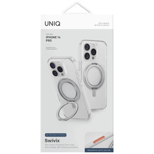 Uniq Swivix 360 Rotating Kickstand tok iPhone 16 Pro - Átlátszó - 4
