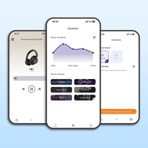 Tronsmart SOUNFII Q20S Hybrid ANC Vezeték nélküli Fejhallgatók Aktív zajszűréssel - Fekete - 15