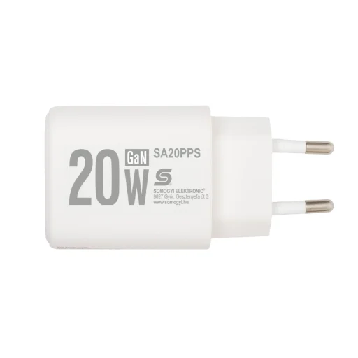 HOME SA20PPS USB hálózati gyorstöltő, 20 Watt, 2in1: USB-A + USB-C aljzat, QC + PD + PPS gyorstöltés, GaN technológia - 3