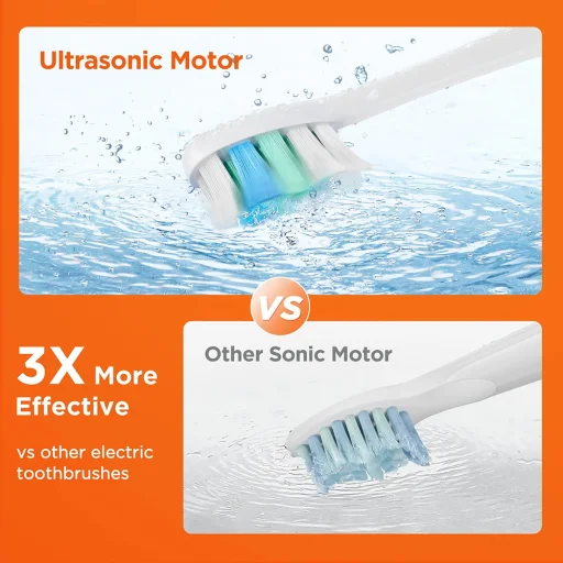  Bitvae - Elektromos Fogkefe (S2 Smart) - Ultrahangos, Puha, 8 Fej, Tok, Piros Fény Nyomásérzékelő, 5 Mód, 1400mAh - Rózsaszín - 3