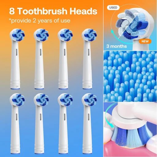  Bitvae - Elektromos fogkefe (BVR1) - 8 fejjel - Fekete - 7