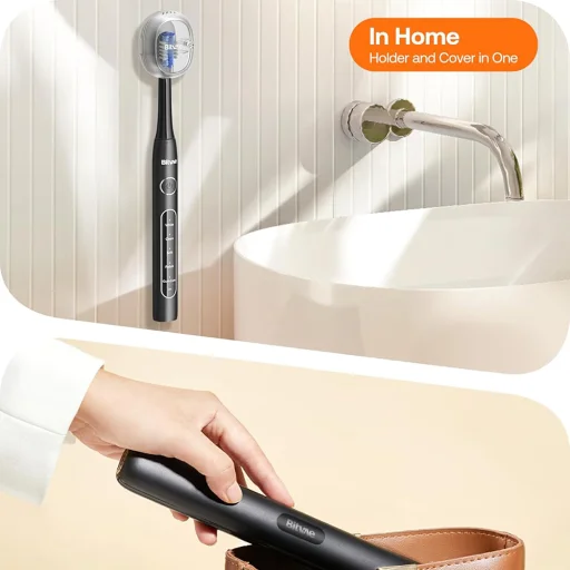  Bitvae - Elektromos Fogkefe Napi (D2) - Ultrahangos, 8 Fej, Tartó, Tok, Intelligens Időzítő, IPX7, 5 Mód, Újratölthető - Fekete - 5