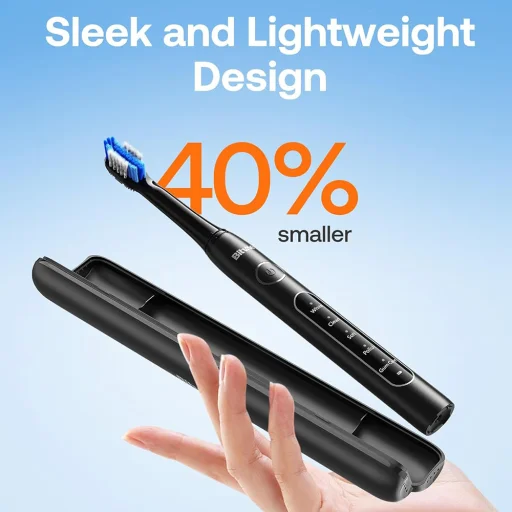  Bitvae - Elektromos Fogkefe Napi (D2) - Ultrahangos, 8 Fej, Tartó, Tok, Intelligens Időzítő, IPX7, 5 Mód, Újratölthető - Fekete - 6