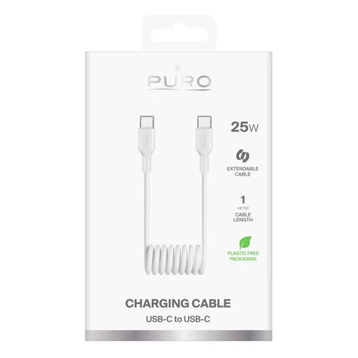 Puro spirális kábel 25W USB-C - USB-C 1m - fehér - 2